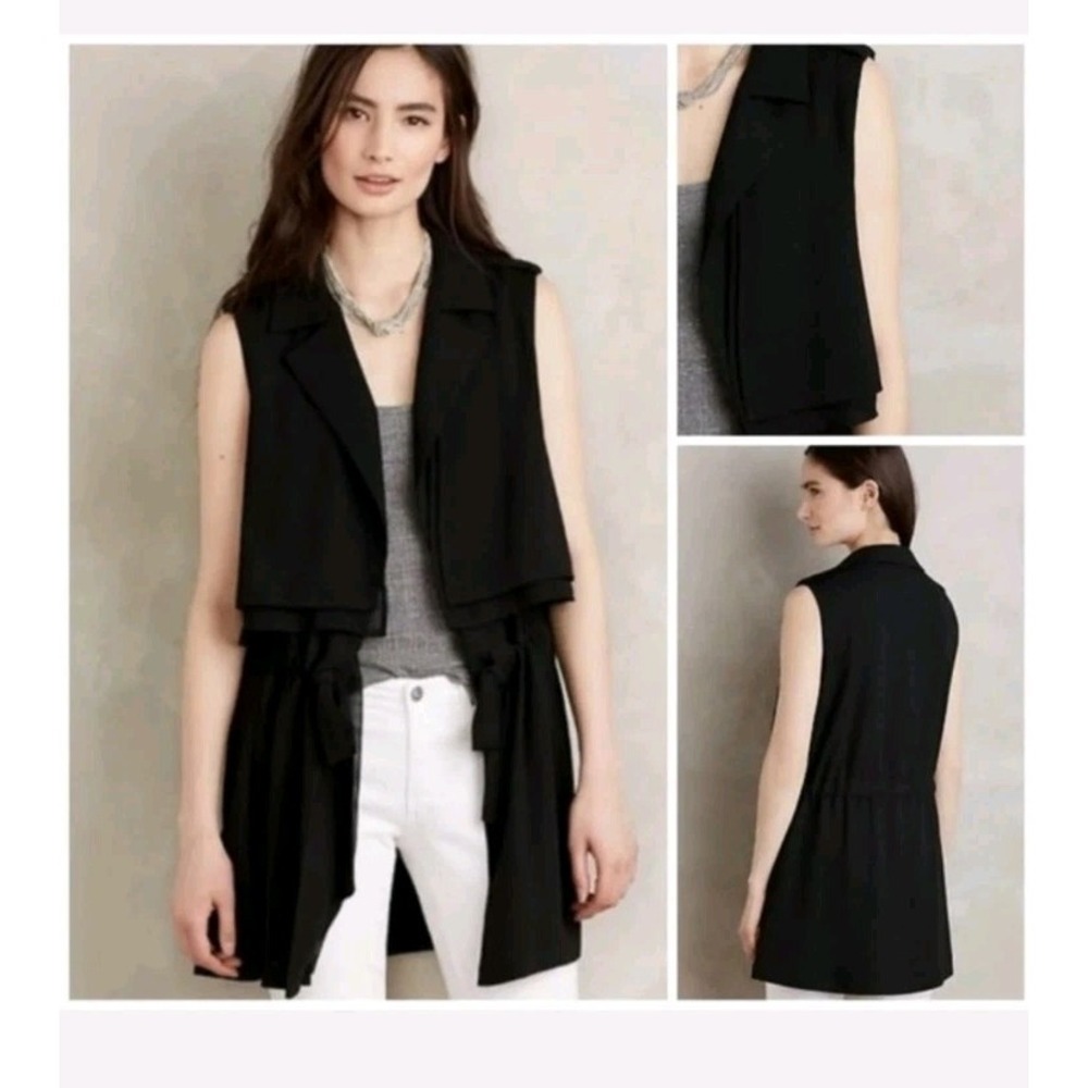 Anthropologie Cartonnier Women's Black Layered Cargo Vest Sz L